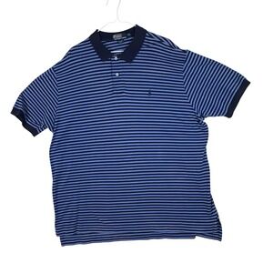 Polo Ralph Lauren Mens XXL Pima Cotton Striped Polo Shirt Blue Navy Short Sleeve